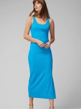 White House Black Market Forme Bright Blue Ribbed Tank Maxi Dress